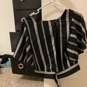 Black striped crop top